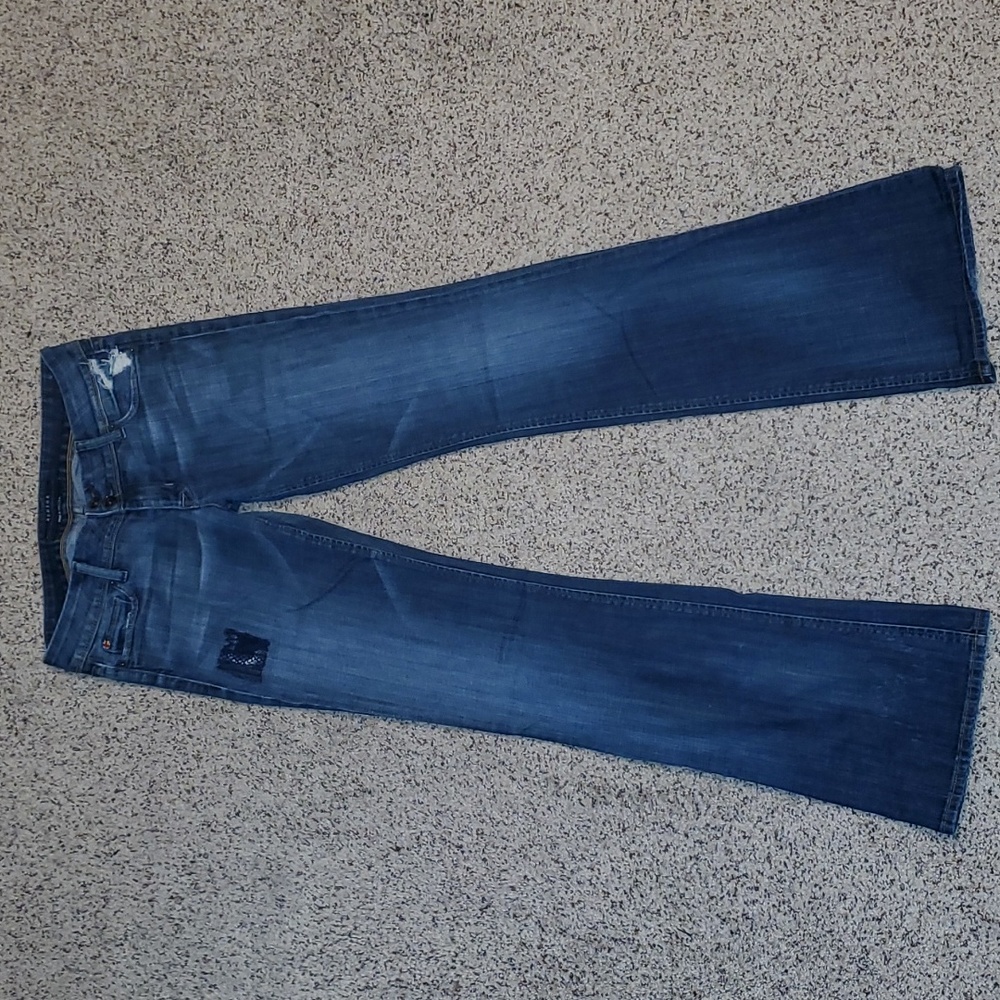 Hudson Slim Boot Cut Distressed Stretch Denim Blue Jeans